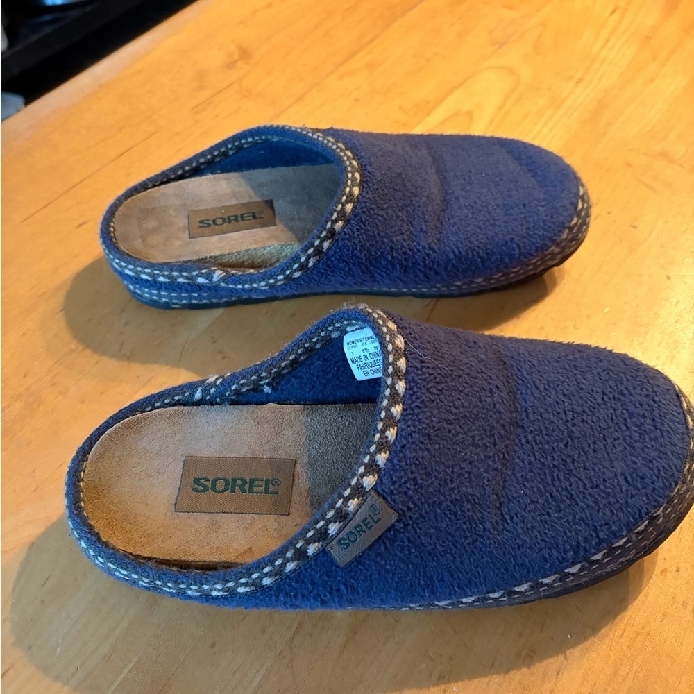 Sorel Royal Blue Fleece Slip-On Clogs/slippers women’s size 7 - Picture 5 of 9